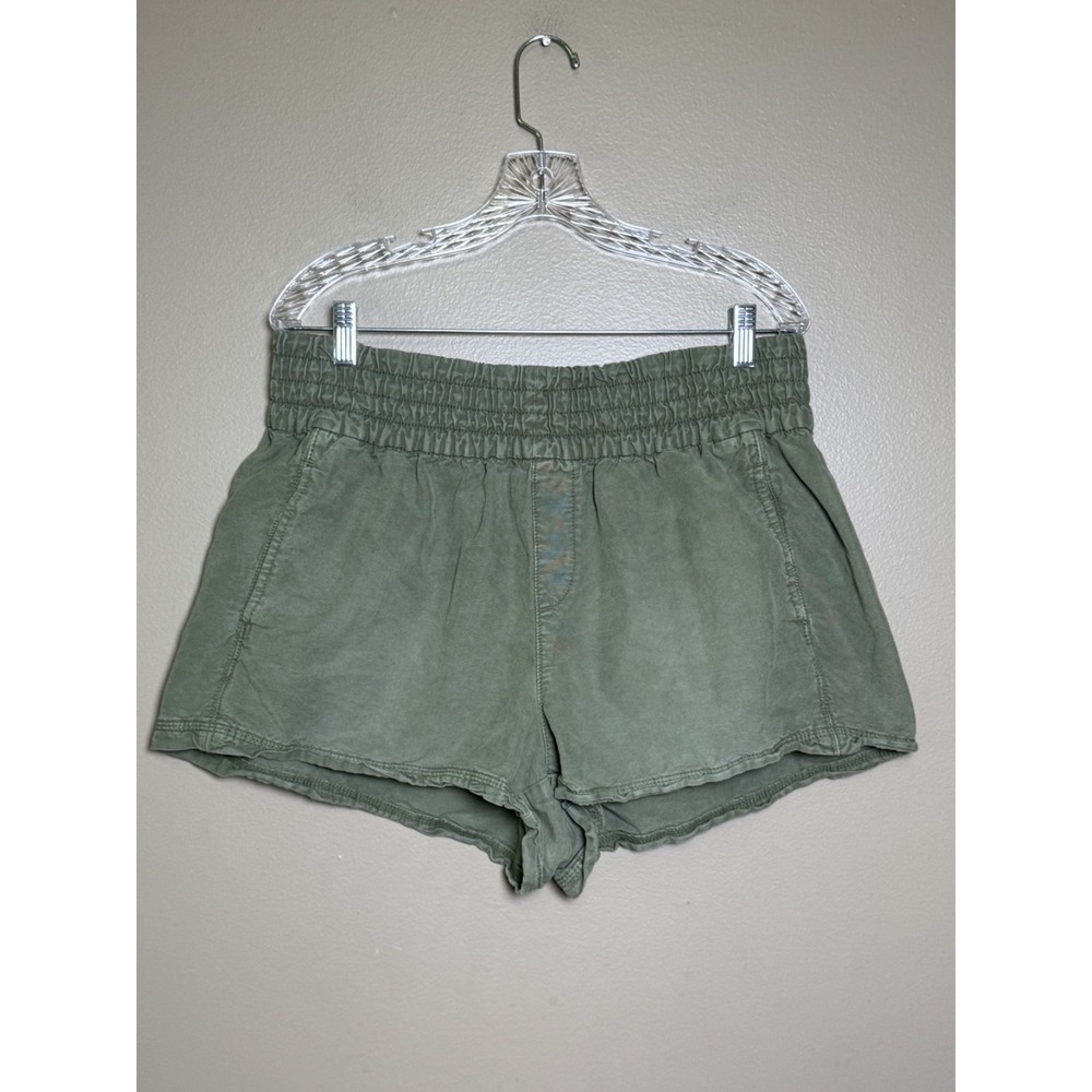 Aerie Women Army Green Pull On Shorts High Rise Elastic Waist Size L